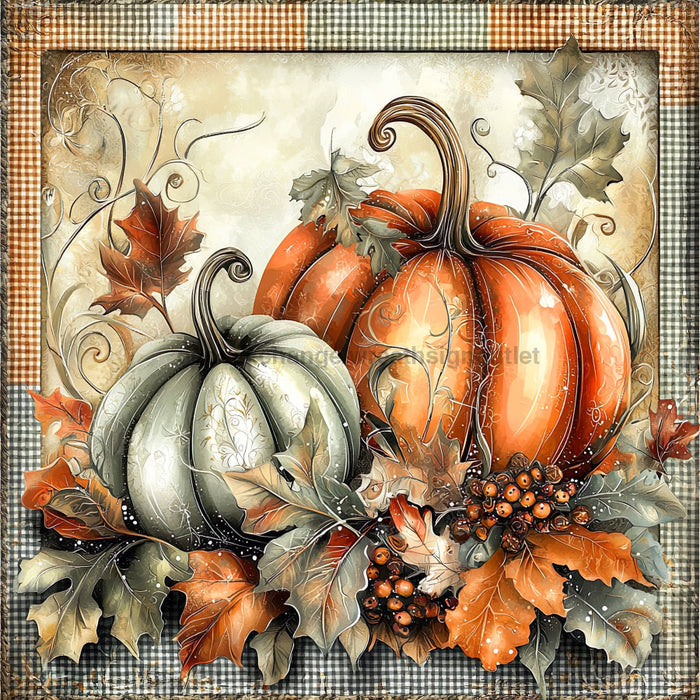 Fall Pumpkins Sign, DCO-102084, Sign For Wreath, 10x10in Metal Sign