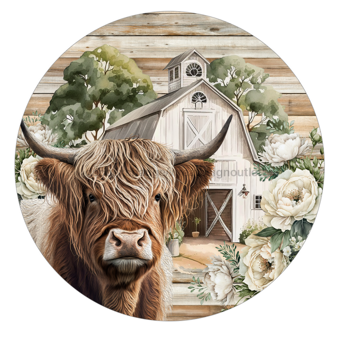 Fall Sign Cow Decoe-4599 Door Hanger 18 Wood Round