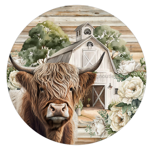 Fall Sign Cow Decoe-4599 Wreath 12 Metal Round