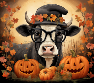 Fall Sign Cow Pumpkin Dco-00587 For Wreath 10X10 Metal