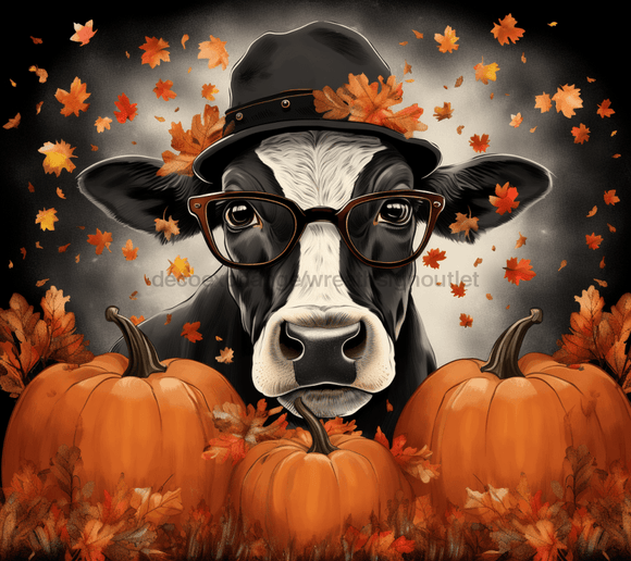 Fall Sign Cow Pumpkin Dco-00598 For Wreath 10X10 Metal
