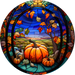 Fall Sign Pumpkin Decoe-4543 Wreath 12 Metal Round