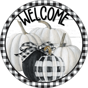 Fall Sign Pumpkin Decoe-4549 Door Hanger 18 Wood Round