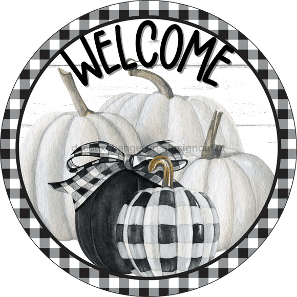 Fall Sign Pumpkin Decoe-4549 For Wreath 10 Round Metal