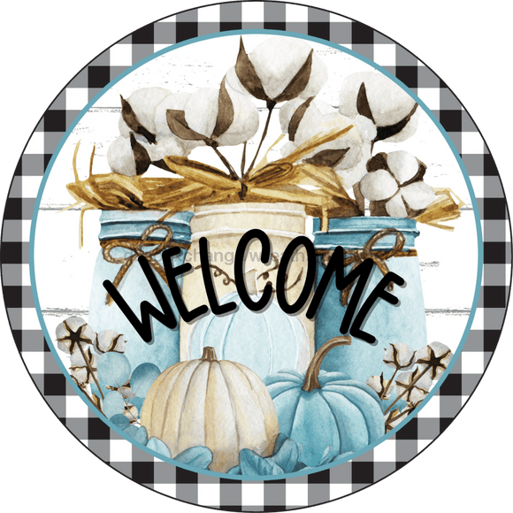 Fall Sign Pumpkin Decoe-4550 For Wreath 10 Round Metal