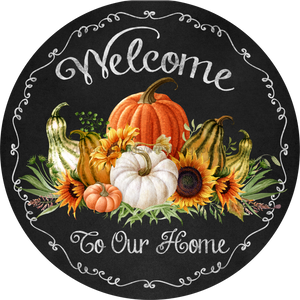 Fall Sign Pumpkin Decoe-4551 Wreath 12 Metal Round