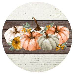 Fall Sign, Pumpkin Sign, DECOE-4639, Sign For Wreath, 10" Round Metal Sign - DecoExchange®