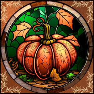 Fall Sign Stained Glass Pumpkin Decoe-4552 For Wreath 10X10 Metal 10
