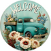 Fall Sign Welcome Decoe-4559 Door Hanger 18 Wood Round