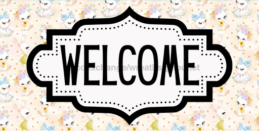 Fancy Easter Welcome Sign, DCO-01259, Sign For Wreath, 6x12" Metal Sign - DecoExchange®