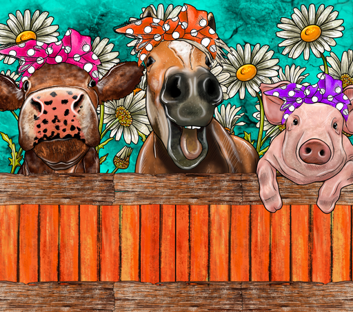 Farm Animals Tumbler, Cow, Horse and Pig Tumbler 20 oz Skinny Tumbler DECOETUMBLER-253 - DecoExchange®