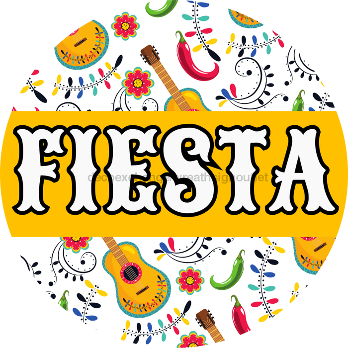 Fiesta Sign Yellow Dbj-0001 For Wreath 10 Round Metal