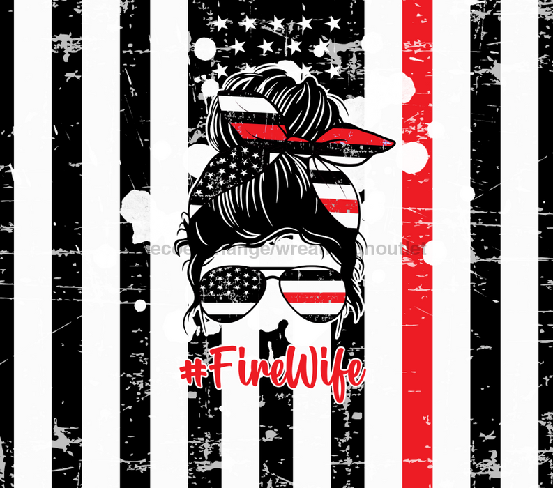 Fire Wife Tumbler, Flag with Red Line Tumbler 20 oz Skinny Tumbler DECOETUMBLER-237 - DecoExchange®