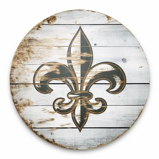 Fleur De Lis Door Hanger Rustic Sign Dco-00916-Dh 18’ Round