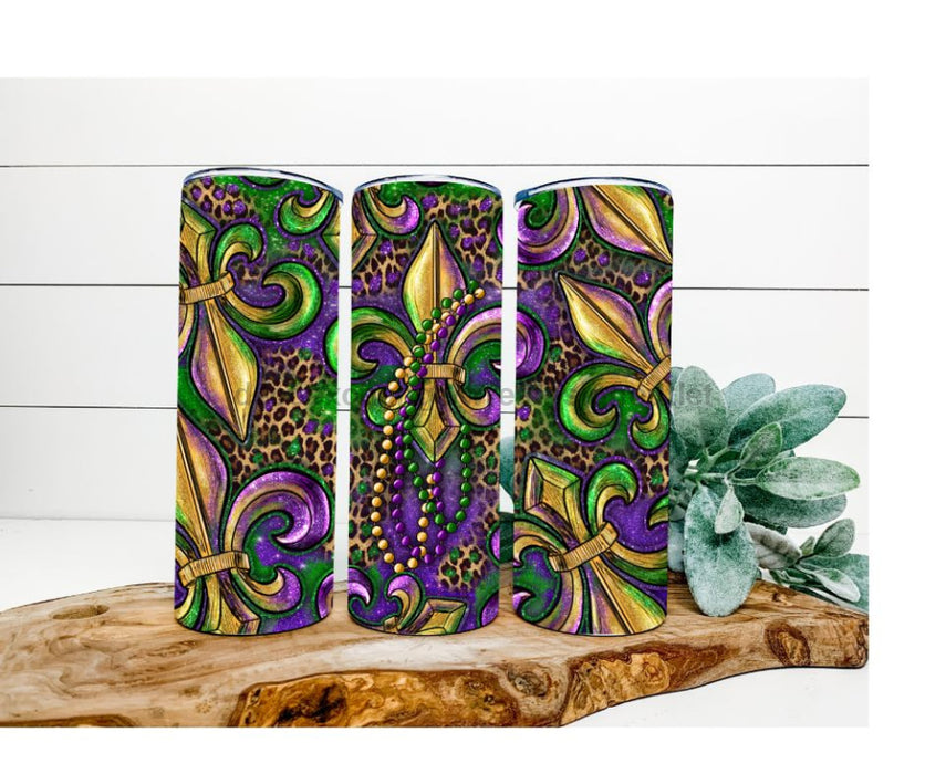 Fleur de Lis Tumbler, Mardi Gras Tumbler 20 oz Skinny Tumbler DECOETUMBLER-215 - DecoExchange®