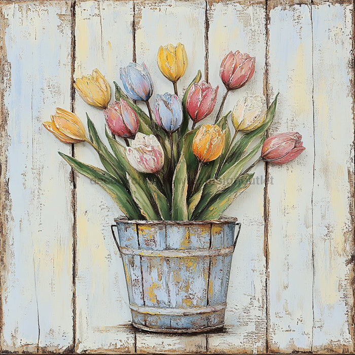 Floral Sign, Tulips Sign, DCO-02359, Sign For Wreath, 10x10 Metal Sign