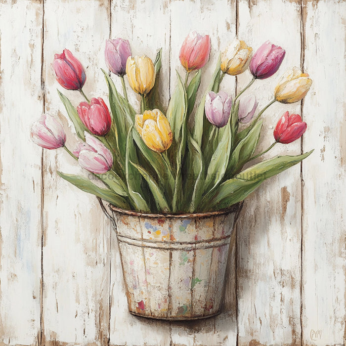 Floral Sign, Tulips Sign, DCO-02363, Sign For Wreath, 10x10 Metal Sign