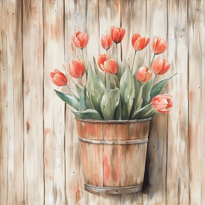 Floral Sign, Tulips Sign, DCO-02386, Sign For Wreath, 10x10 Metal Sign