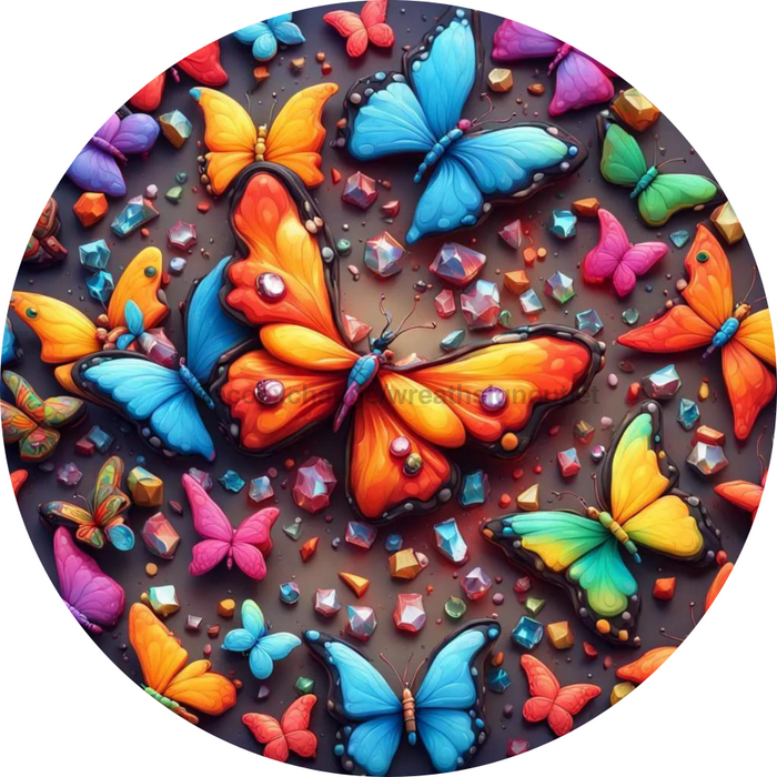 Flower Center Sign Butterfly Sc-Fc-0026 6’ Metal Round