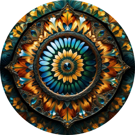 Flower Center Sign Geometric Sc-Fc-0023 6’ Metal Round