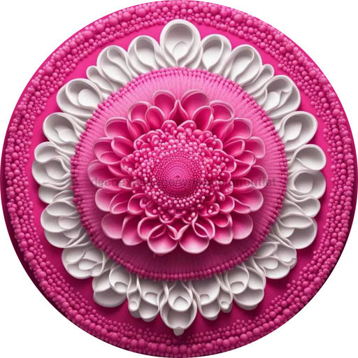 Flower Center Sign Pink Sc-Fc-0014 6’ Metal Round