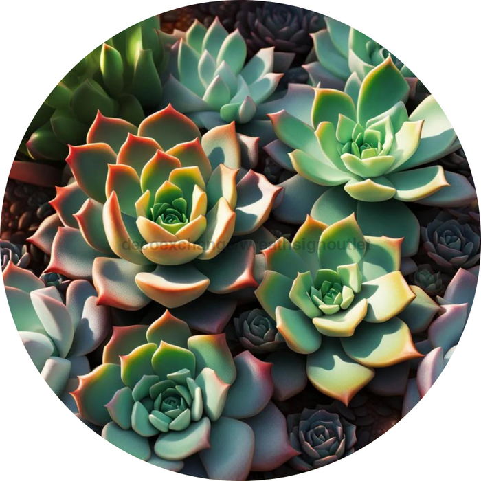 Flower Center Sign Succulent Sc-Fc-0009 6’ Metal Round