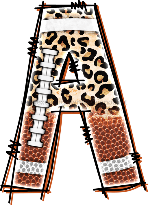 Football Initial Sign Door Hanger Wood Sign Decoe-W-301 22 A