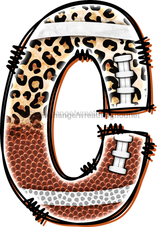 Football Initial Sign Door Hanger Wood Sign Decoe-W-301 22 C