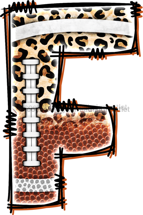 Football Initial Sign Door Hanger Wood Sign Decoe-W-301 22 F