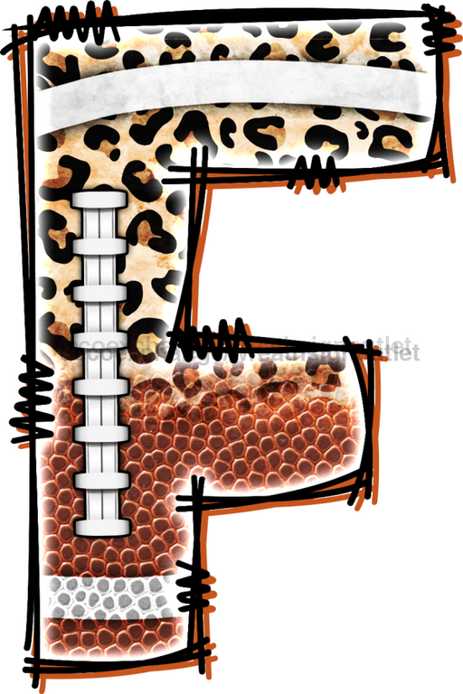 Football Initial Sign Door Hanger Wood Sign Decoe-W-301 22 F