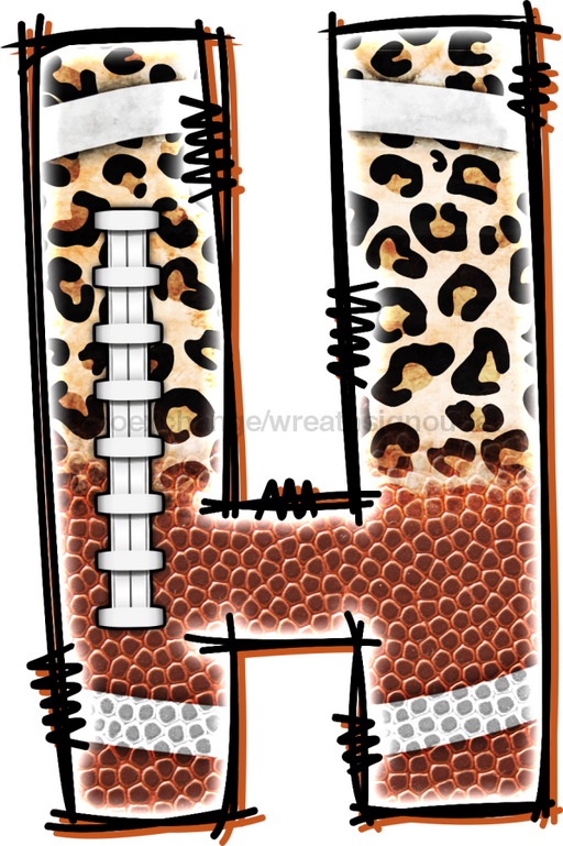 Football Initial Sign Door Hanger Wood Sign Decoe-W-301 22 H