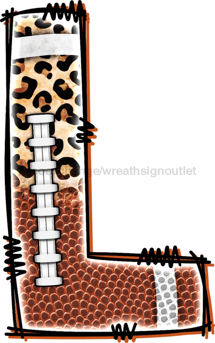 Football Initial Sign Door Hanger Wood Sign Decoe-W-301 22 L