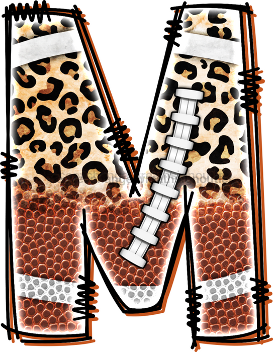 Football Initial Sign Door Hanger Wood Sign Decoe-W-301 22 M