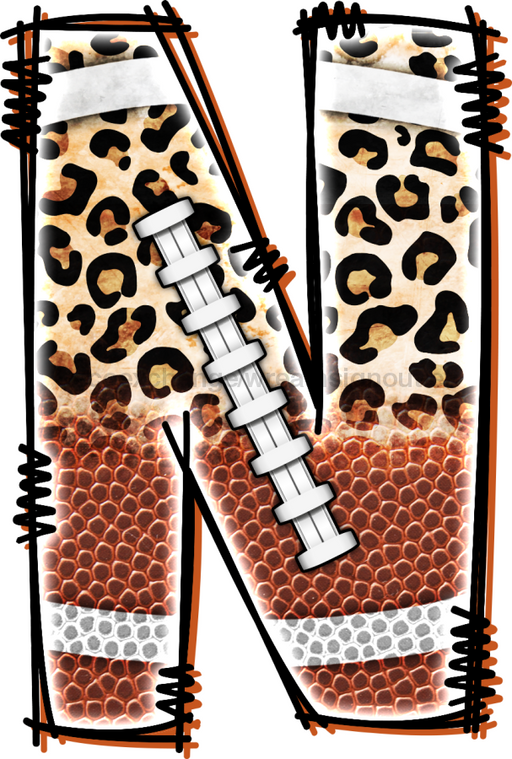 Football Initial Sign Door Hanger Wood Sign Decoe-W-301 22 N