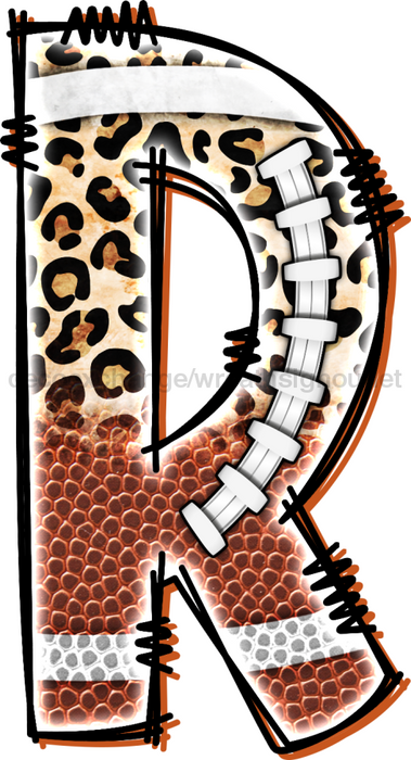 Football Initial Sign Door Hanger Wood Sign Decoe-W-301 22 R