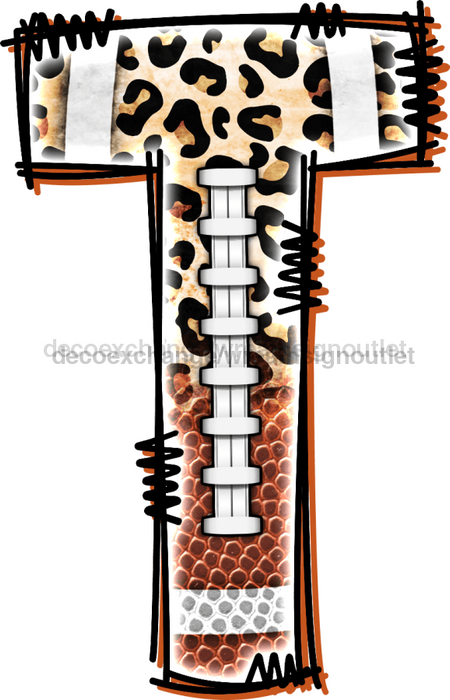 Football Initial Sign Door Hanger Wood Sign Decoe-W-301 22 T