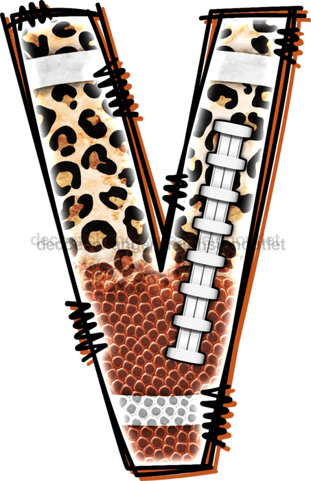 Football Initial Sign Door Hanger Wood Sign Decoe-W-301 22 V