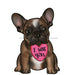Frenchie Valentine Woof You Door Hanger, MJ-W-00121-DH, 22in Wood Door Hanger