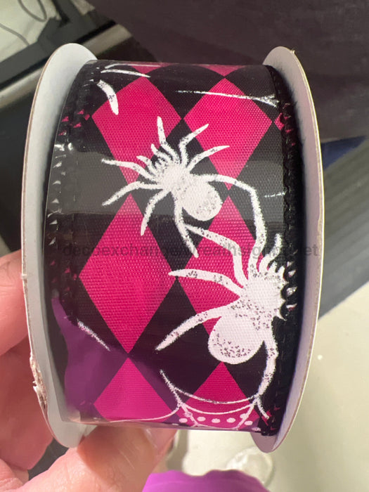 Fuch Stn/Blk Hrlqn-Wht Spiderwebs 1.5’’X10Y 51515-09-44 Ribbon