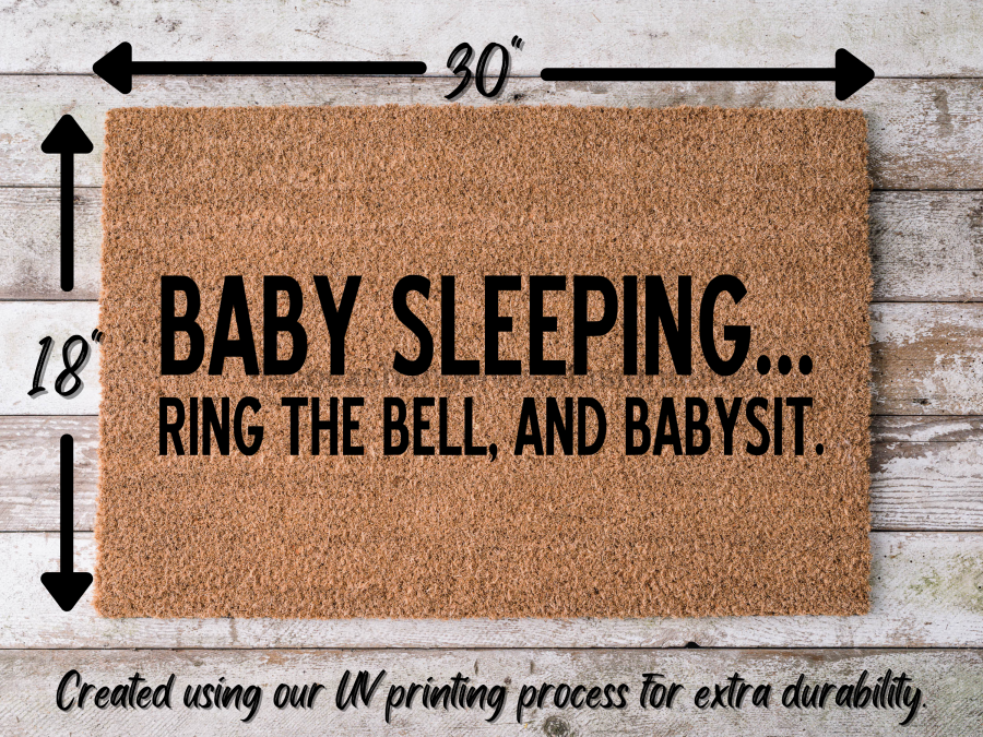 Funny Doormat, Coir Doormat, Welcome Mat, Housewarming Gift, Baby Sleeping Doormat, Baby Sleeping, Ring the Doorbell and Babysit Doormat, Front Door Doormat, Welcome Doormat, New Homeowner Gift DECOE-CM-073 - DecoExchange®