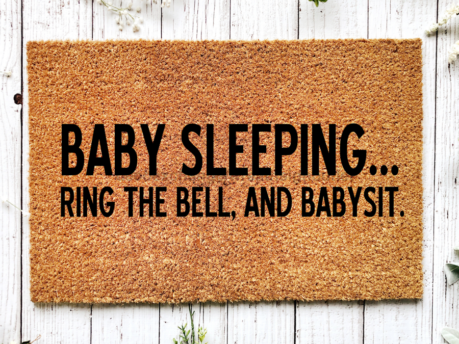 Funny Doormat, Coir Doormat, Welcome Mat, Housewarming Gift, Baby Sleeping Doormat, Baby Sleeping, Ring the Doorbell and Babysit Doormat, Front Door Doormat, Welcome Doormat, New Homeowner Gift DECOE-CM-073 - DecoExchange®