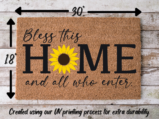 Funny Doormat, Coir Doormat, Welcome Mat, Housewarming Gift, Bless This Home and All Who Enter Doormat, Front Door Doormat, Sunflower Doormat, New Homeowner Gift DECOE-CM-149 - DecoExchange®