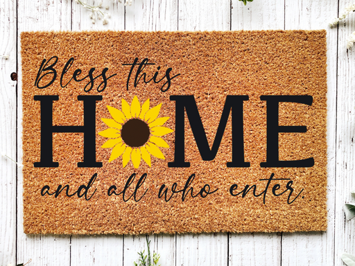 Funny Doormat, Coir Doormat, Welcome Mat, Housewarming Gift, Bless This Home and All Who Enter Doormat, Front Door Doormat, Sunflower Doormat, New Homeowner Gift DECOE-CM-149 - DecoExchange®