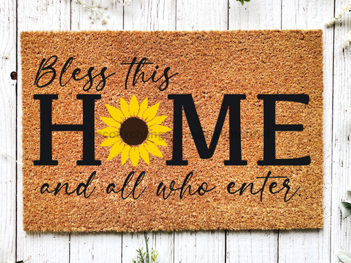 Funny Doormat, Coir Doormat, Welcome Mat, Housewarming Gift, Bless This Home and All Who Enter Doormat, Front Door Doormat, Sunflower Doormat, New Homeowner Gift DECOE-CM-149 - DecoExchange®
