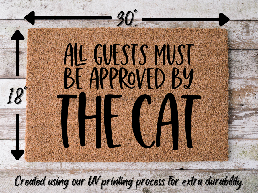 Funny Doormat, Coir Doormat, Welcome Mat, Housewarming Gift, Cat Doormat, All Guests Must Be Approved by the Cat Doormat, Front Door Doormat, Welcome Doormat, New Homeowner Gift DECOE-CM-071 - DecoExchange®