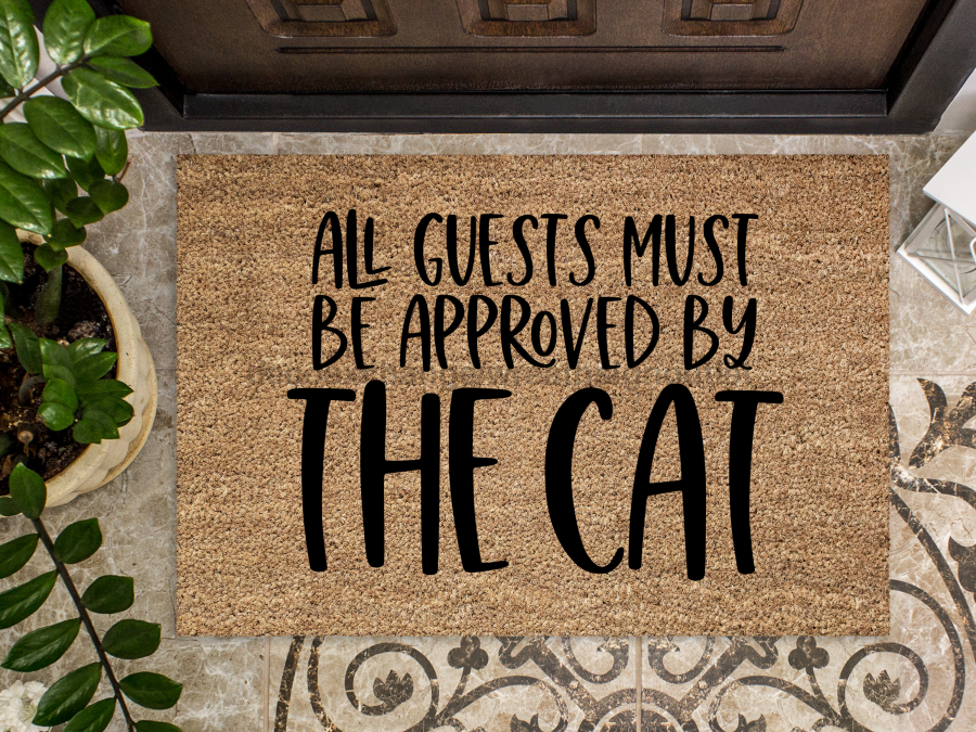 Funny Doormat, Coir Doormat, Welcome Mat, Housewarming Gift, Cat Doormat, All Guests Must Be Approved by the Cat Doormat, Front Door Doormat, Welcome Doormat, New Homeowner Gift DECOE-CM-071 - DecoExchange®