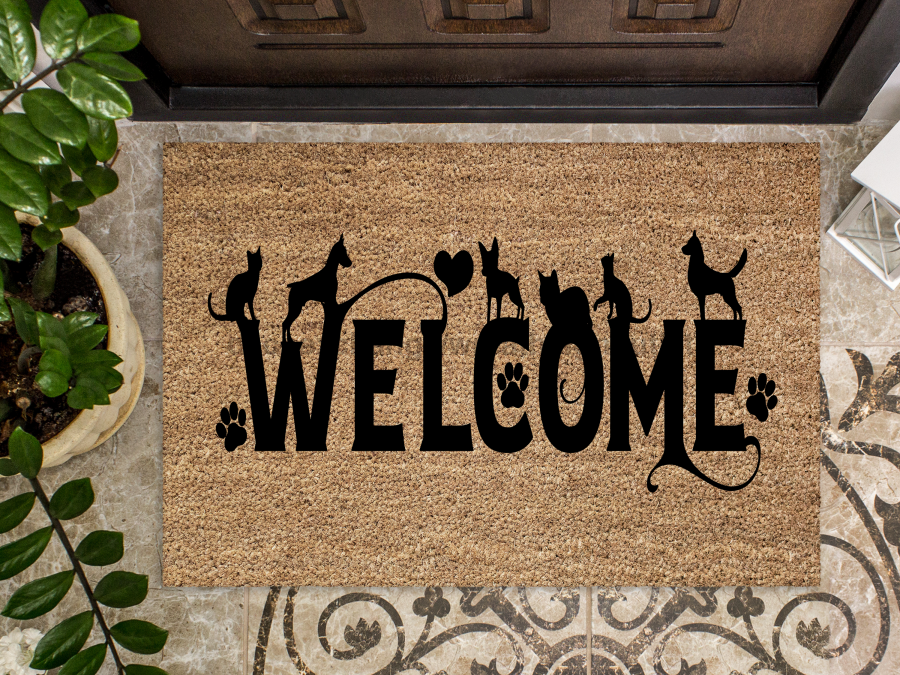 Funny Doormat, Coir Doormat, Welcome Mat, Housewarming Gift, Cats and Dogs Welcome Doormat, Cats and Dogs Front Door Doormat, Welcome Doormat, New Homeowner Gift DECOE-CM-091 - DecoExchange®