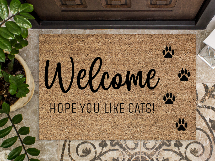Funny Doormat, Coir Doormat, Welcome Mat, Housewarming Gift, Cats Welcome Doormat, Welcome, Hope You Like Cats! Front Door Doormat, Welcome Doormat, New Homeowner Gift DECOE-CM-099 - DecoExchange®