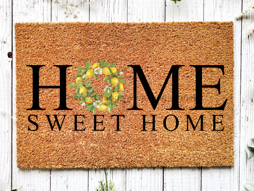 Funny Doormat, Coir Doormat, Welcome Mat, Housewarming Gift, Home Sweet Home Doormat, Front Door Doormat, Lemon Wreath Doormat, New Homeowner Gift DECOE-CM-136 - DecoExchange®