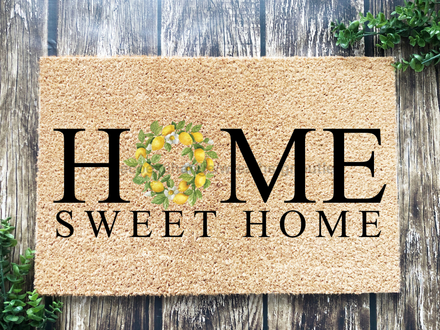 Funny Doormat, Coir Doormat, Welcome Mat, Housewarming Gift, Home Sweet Home Doormat, Front Door Doormat, Lemon Wreath Doormat, New Homeowner Gift DECOE-CM-136 - DecoExchange®